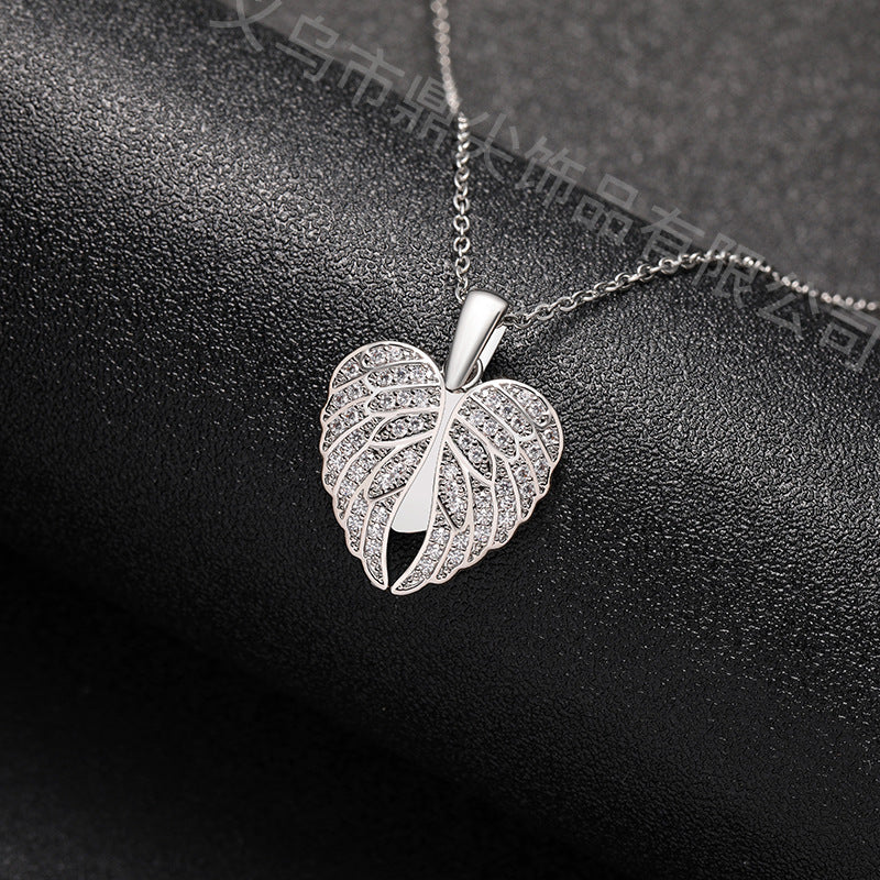 Korean Style Heart Wing Pendant Necklace for Women – 18K Gold, Rose Gold & White Gold Plated
