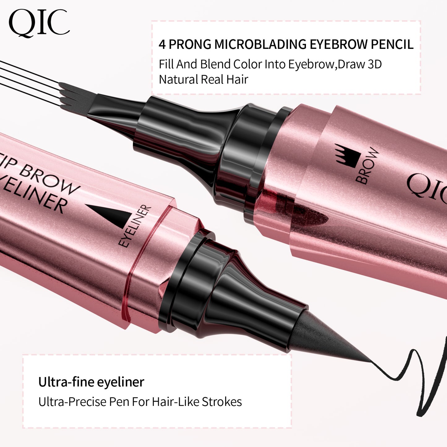 QIC 2-in-1 4-Tip Eye Brow & Eyeliner Pen