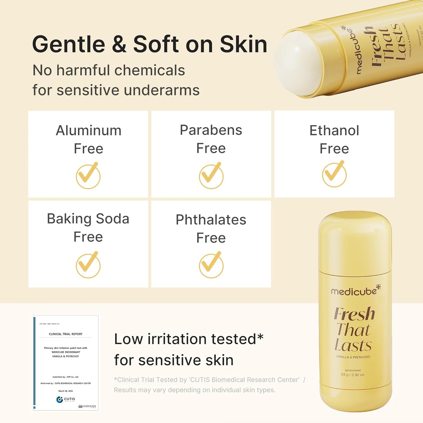 Medicube Fresh That Lasts Vanilla & Pistachio Deodorant Stick – 83g