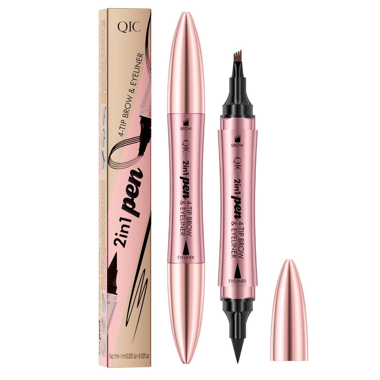 QIC 2-in-1 4-Tip Eye Brow & Eyeliner Pen